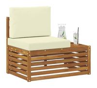 vidaXL Sofá Modular de Exterior con cojín Natural 91 x 63 x 73 cm, Muebles Modernos para Exteriores, Secciones Resistentes al Clima, Elegancia en tu balcón, Madera sólida