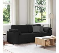 vidaXL Sofá Negro de Exterior 3 Personas, Estilo Moderno, Cojines Resistentes a Manchas, Marco de Metal Duradero, Reposabrazos Acolchados, Ideal para Espacios de Vida y Comida