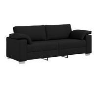 vidaXL Sofá Negro de Exterior 3 Personas, Estilo Moderno, Cojines Resistentes a Manchas, Marco de Metal Duradero, Reposabrazos Acolchados, Ideal para Espacios de Vida y Comida