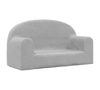 vidaXL Sofá para Niños de 2 Plazas, Sillón con Reposabrazos, Mini Sofá Infantil, Sofá para Dormitorio Sala de Juegos, Felpa Suave Gris Claro