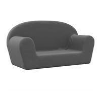 vidaXL Sofá para Niños de 2 Plazas, Sillón con Reposabrazos, Mini Sofá Infantil, Sofá para Dormitorio Sala de Juegos, Felpa Suave Gris Antracita