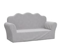 vidaXL Sofá para niños 2 plazas – Sillón con reposabrazos, felpa suave, gris claro