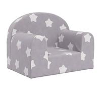 vidaXL Sofá para Niños, Sillón con Reposabrazos, Mini Sofá Infantil, Asiento Sofá para Dormitorio Sala de Juegos, Felpa Suave Gris Claro con Estrellas