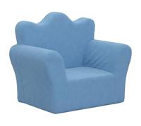 vidaXL Sofá para Niños, Sillón con Respaldo Reposabrazos, Mini Sofá Infantil, Asiento Sofá para Dormitorio Sala de Juegos, Felpa Suave Azul