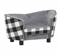 vidaXL Sofá para Perro Cama Mascotas Almacenamiento Gato Animales Pequeños Suave Grueso Acolchado Antideslizante Felpa Gris 68x38x38 cm