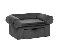 Vidaxl sofá para perros con cajón felpa gris oscuro 75x50x38 cm