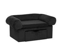 Vidaxl sofá para perros con cajón felpa negro 75x50x38 cm