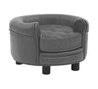 Vidaxl sofá para perros felpa y cuero sintético gris 48x48x32 cm