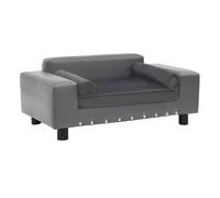 Vidaxl sofá para perros felpa y cuero sintético gris 81x43x31 cm