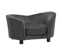 Vidaxl sofá para perros felpa y cuero sintético gris oscuro 69x49x40 cm