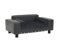 Vidaxl sofá para perros felpa y cuero sintético gris oscuro 81x43x31cm