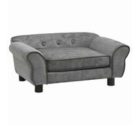 vidaXL Sofá para Perros Gatos Mascotas Animales Pequeños Salón Cama Acolchado Grueso Suave Antideslizante Lavable Felpa Gris Oscuro 72x45x30 cm