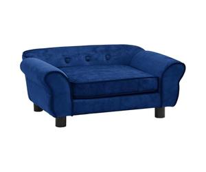vidaXL Sofá para Perros Gatos Mascotas Animales Pequeños Salón Cama Acolchado Grueso Suave Antideslizante Lavable Felpa Azul 72x45x30 cm