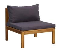 Vidaxl sofá seccional central con cojines gris oscura madera de acacia