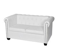 Sofá Chesterfield de 2 plazas cuero sintético blanco