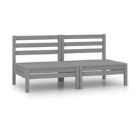Vidaxl sofás central de jardín 2 unidades gris madera maciza de pino