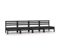 Vidaxl sofás central de jardín 4 unidades negro madera maciza de pino