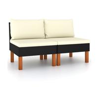 Vidaxl sofás centrales 2 uds ratán sintético y madera de eucalipto