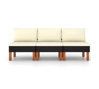 Vidaxl sofás centrales 3 uds ratán sintético y madera de eucalipto