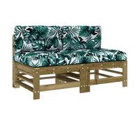 Vidaxl sofás centrales con cojines 2 uds madera de pino impregnada