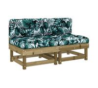 Vidaxl sofás centrales con cojines 2 uds madera de pino impregnada