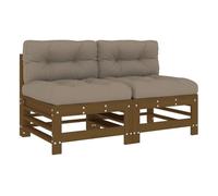 Vidaxl sofás centrales con cojines 2 uds madera de pino marrón miel