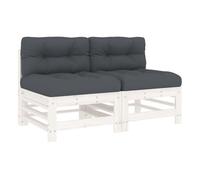 Vidaxl sofás centrales con cojines 2 uds madera maciza de pino blanco