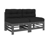 Vidaxl sofás centrales con cojines 2 uds madera maciza de pino gris