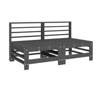 Vidaxl sofás centrales de jardín 2 uds madera maciza de pino gris