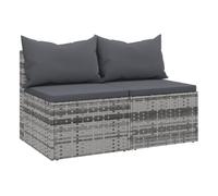 Vidaxl sofás centrales jardín con cojines 2 uds ratán sintético gris