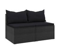 Vidaxl sofás centrales jardín con cojines 2 uds ratán sintético negro