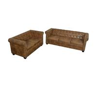 Vidaxl sofás chesterfield de 2 y 3 plazas marrón