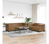 vidaxl Sofás Chesterfield de 2 y 3 plazas marrón
