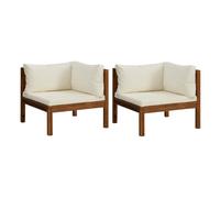 Vidaxl sofás de esquina 2 uds cojines blanco crema madera de acacia