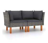 vidaXL Sofás de esquina - Ratán sintético y madera de eucalipto - 2 uds