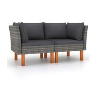 Vidaxl sofás de esquina 2 uds ratán sintético y madera de eucalipto