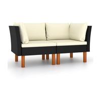 Vidaxl sofás de esquina 2 uds ratán sintético y madera de eucalipto