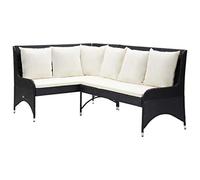 vidaXL Sofás de Esquina de Jardín 2 Piezas Butaca Asiento Exterior Patio Elástica Estable Duradera Sofá Salón Muebles Ratán PE Negro