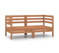Vidaxl sofás de esquina de jardín 2 uds marrón miel madera maciza pino