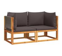 vidaXL Sofás de Esquina jardín con Cojines 2 pzas Madera Maciza Acacia, sofá esquinero de jardín, sofá Individual, sillón de jardín