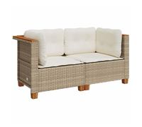 Vidaxl sofás de esquina jardín con cojines 2 uds ratán sintético beige