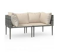 Vidaxl sofás de esquina jardín con cojines 2 uds ratán sintético gris