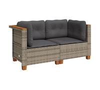 Vidaxl sofás de esquina jardín con cojines 2 uds ratán sintético gris