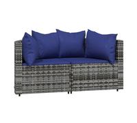 Vidaxl sofás de esquina jardín con cojines 2 uds ratán sintético gris