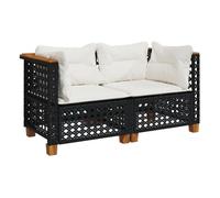 Vidaxl sofás de esquina jardín con cojines 2 uds ratán sintético negro