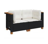 Vidaxl sofás de esquina jardín con cojines 2 uds ratán sintético negro