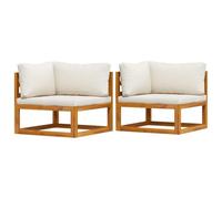 vidaXL 2X Sofás de Esquina Modulares con Cojines Butaca Asiento Exterior Jardín Patio Elástica Estable Duradera Salón Muebles Tela Blanco Crema