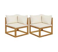 Vidaxl sofás de esquina modulares 2 uds con cojines tela blanco crema