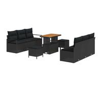 vidaXL Sofás de Exterior Negros de Ratán Sintético Resistentes al Sol, Muebles Modulares con Almacenamiento. Diseño Moderno, Incluye Asiento Central y de Brazo, Acabado Mate, Ideal para el Jardín o