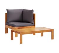 Vidaxl sofás de jardín 2 pzas con cojines madera maciza acacia